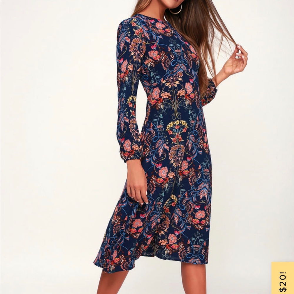 Navy blue floral print